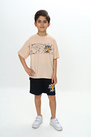 Toontoy Erkek Çocuk Smile Yazı Baskılı Şortlu Takım