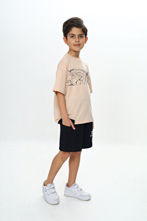 Toontoy Erkek Çocuk Smile Yazı Baskılı Şortlu Takım