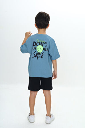 Toontoy Erkek Çocuk Smile Yazı Baskılı Şortlu Takım