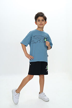 Toontoy Erkek Çocuk Smile Yazı Baskılı Şortlu Takım