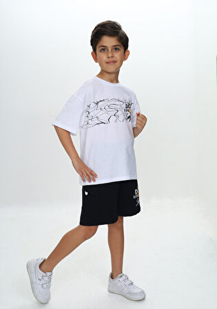 Toontoy Erkek Çocuk Smile Yazı Baskılı Şortlu Takım