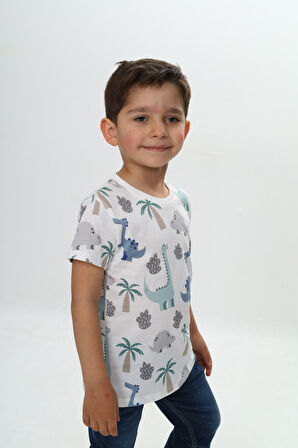 Toontoy Erkek Çocuk Komple Palmiya Ağaç Baskılı Tişört