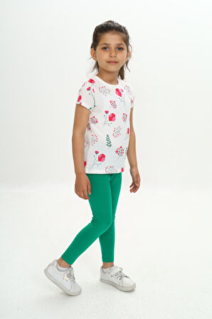 Toontoy Kız Çocuk Çiçek Baskılı Kaprili Takım