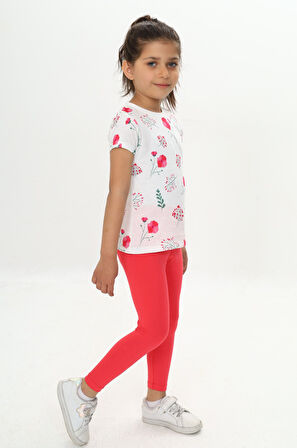 Toontoy Kız Çocuk Çiçek Baskılı Kaprili Takım