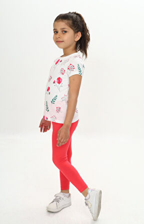 Toontoy Kız Çocuk Çiçek Baskılı Kaprili Takım