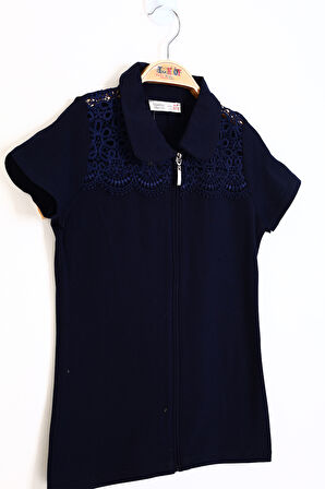 Toontoy Kız Çocuk Fermuar Kaptamalı Tişört