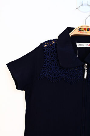 Toontoy Kız Çocuk Fermuar Kaptamalı Tişört