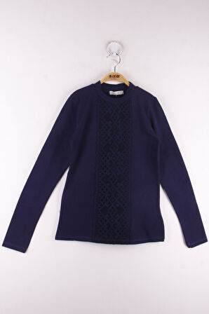 Toontoy Kız Çocuk Önü Dantelli Okul Tişört