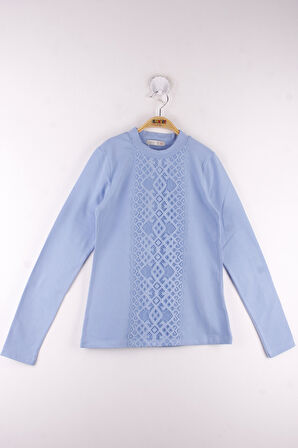 Toontoy Kız Çocuk Önü Dantelli Okul Tişört