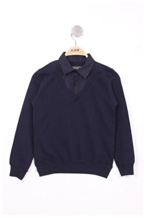 Toontoy Erkek Çocuk Gömlek Yaka Okul Sweatshirt