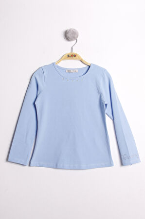 Toontoy Kız Çocuk Kolları Ve Yakası Taş İşlemeli Tişört