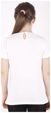 Toontoy Kız Çocuk Önü Dantelli Okul Tişört