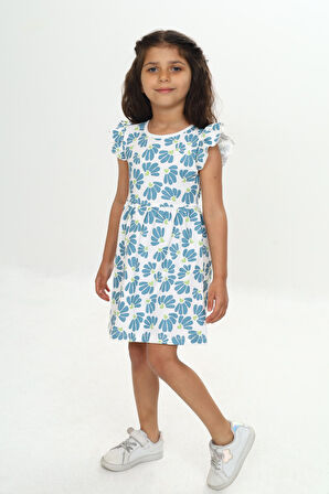 Toontoy Kız Çocuk Çiçek Baskılı Elbise