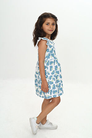 Toontoy Kız Çocuk Çiçek Baskılı Elbise