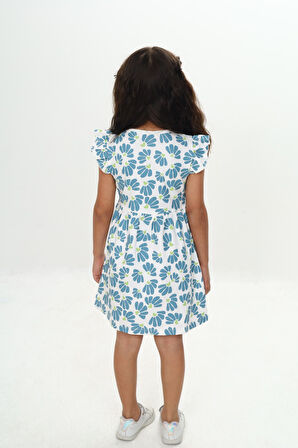 Toontoy Kız Çocuk Çiçek Baskılı Elbise