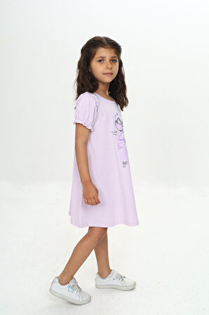 Toontoy Kız Çocuk Fiyonk Baskılı Elbise