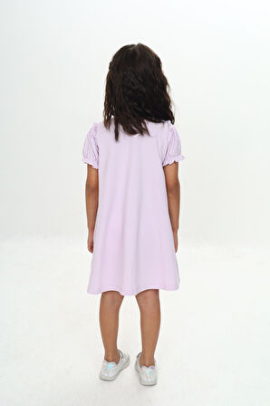 Toontoy Kız Çocuk Fiyonk Baskılı Elbise