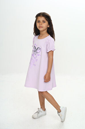 Toontoy Kız Çocuk Fiyonk Baskılı Elbise