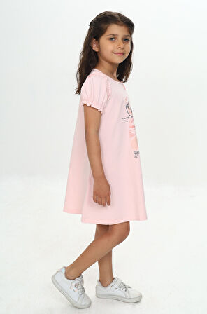 Toontoy Kız Çocuk Fiyonk Baskılı Elbise