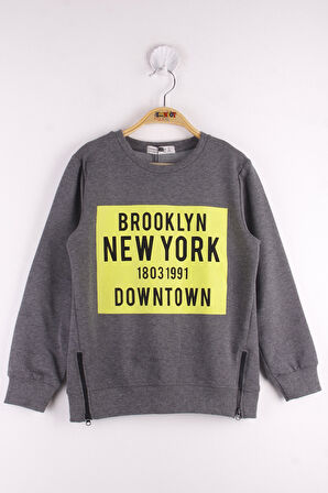 Toontoy Erkek Çocuk Brooklyn Baskılı Fermuar Detaylı Sweatshirt