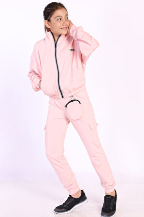 Toontoy Kız Çocuk Cüzdan Detaylı Eşofman Takımı