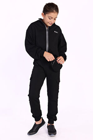 Toontoy Kız Çocuk Cüzdan Detaylı Eşofman Takımı