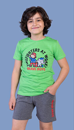 Toontoy Erkek Çocuk İtfaiye Adam Baskılı Şortlu Takım