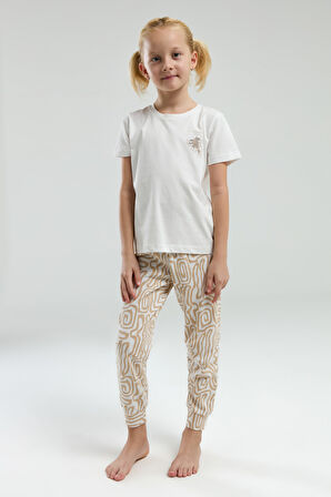 Toontoy Kız Çocuk Göğsü Baskılı Pijama Takım