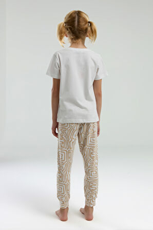 Toontoy Kız Çocuk Göğsü Baskılı Pijama Takım