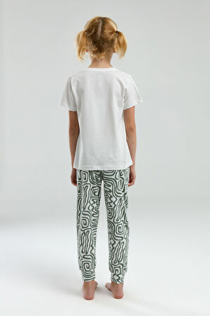 Toontoy Kız Çocuk Göğsü Baskılı Pijama Takım