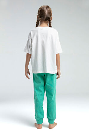 Toontoy Kız Çocuk Önü Baskılı Pijama Takım