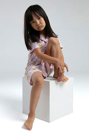 Toontoy Kız Çocuk Komple Baskılı Şortlu Pijama Takım