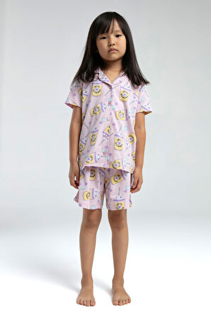 Toontoy Kız Çocuk Komple Baskılı Şortlu Pijama Takım