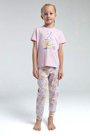 Toontoy Kız Çocuk Komple Baskılı Pijama Takım