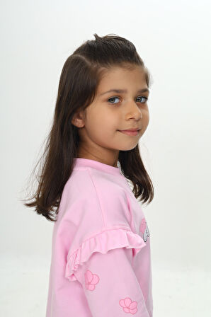 Toontoy Kız Çocuk Fantasy Çiçek Baskılı Sweatshirt