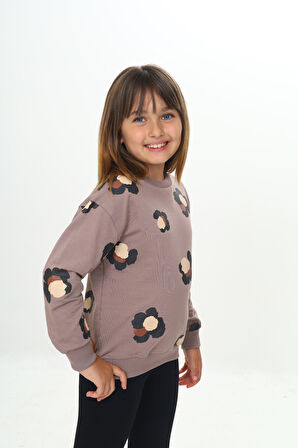 Toontoy Kız Çocuk Pano Baskılı Sweatshirt