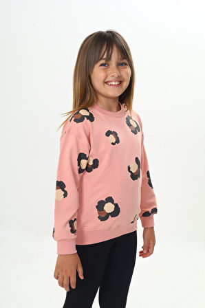 Toontoy Kız Çocuk Pano Baskılı Sweatshirt