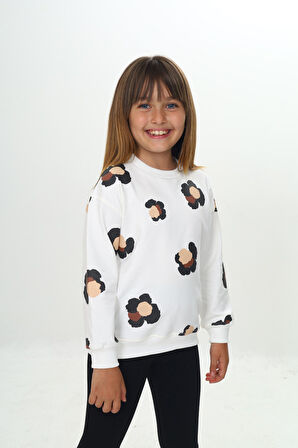 Toontoy Kız Çocuk Pano Baskılı Sweatshirt