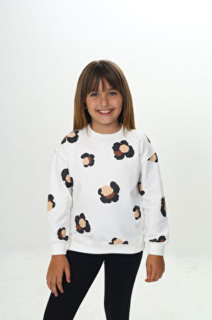 Toontoy Kız Çocuk Pano Baskılı Sweatshirt