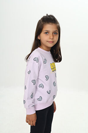Toontoy Kız Çocuk Love Kalp Baskılı Sweatshirt