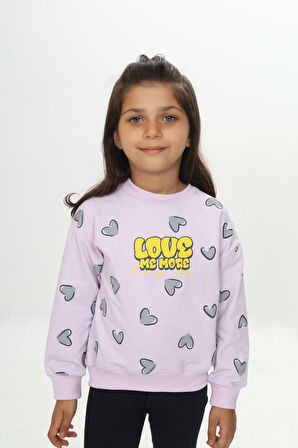 Toontoy Kız Çocuk Love Kalp Baskılı Sweatshirt