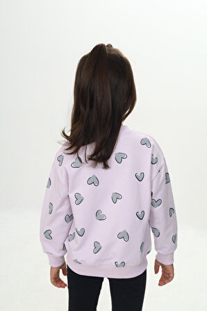 Toontoy Kız Çocuk Love Kalp Baskılı Sweatshirt