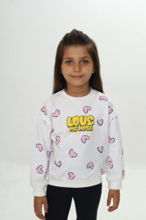Toontoy Kız Çocuk Love Kalp Baskılı Sweatshirt