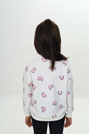 Toontoy Kız Çocuk Love Kalp Baskılı Sweatshirt
