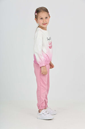 Toontoy Kız Çocuk Tram Geçişli Çiçek Baskılı Eşofman Takım