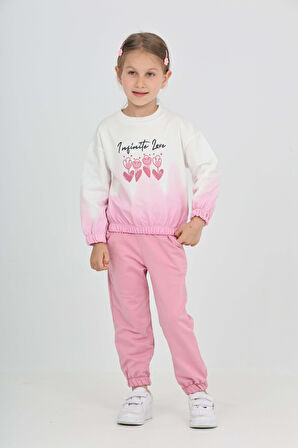 Toontoy Kız Çocuk Tram Geçişli Çiçek Baskılı Eşofman Takım