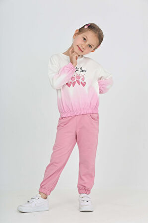 Toontoy Kız Çocuk Tram Geçişli Çiçek Baskılı Eşofman Takım