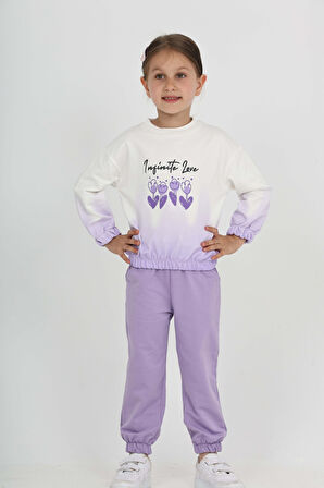 Toontoy Kız Çocuk Tram Geçişli Çiçek Baskılı Eşofman Takım