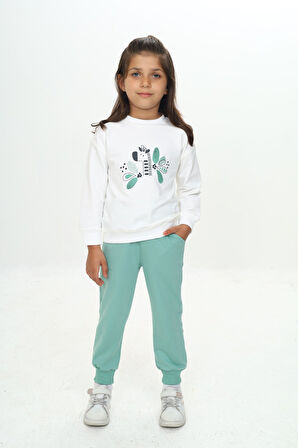 Toontoy Kız Çocuk Zürafa Baskılı Eşofman Takım