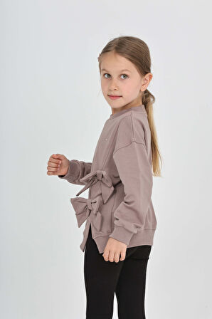 Toontoy Kız Çocuk Taşlı Fiyonklu Sweatshirt